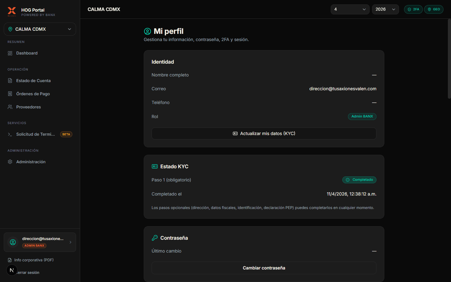 Pantalla del portal: Siempre — Tu perfil